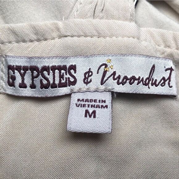 Women's Vintage Cream Cottagecore Peasant Overalls Boho Prairie Overalls / M - Picture 7 of 7